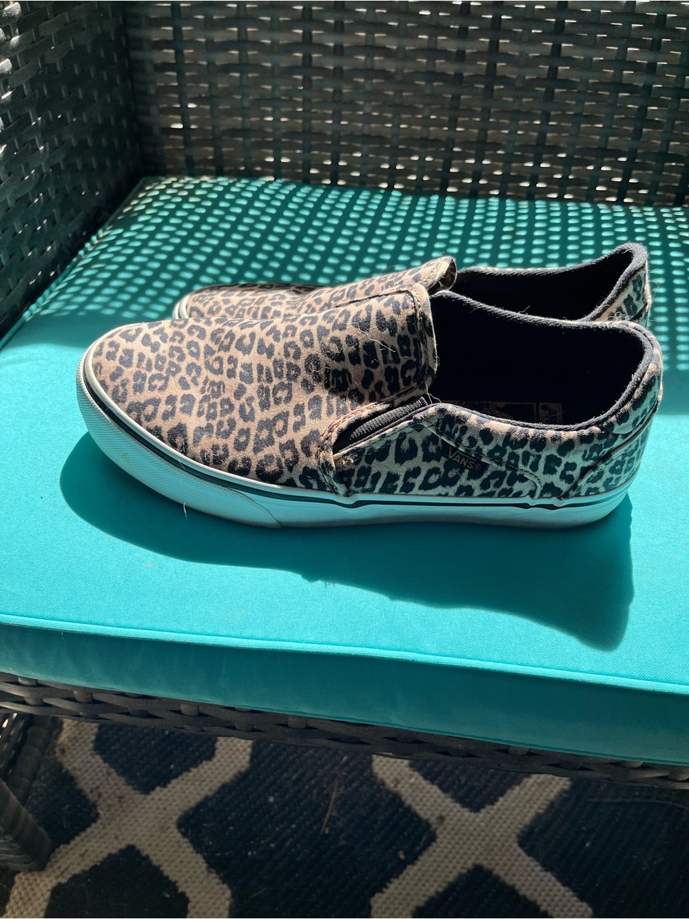 Vans Leopard Print Slip-On Flats - Tan & Black - Picture 2 of 7